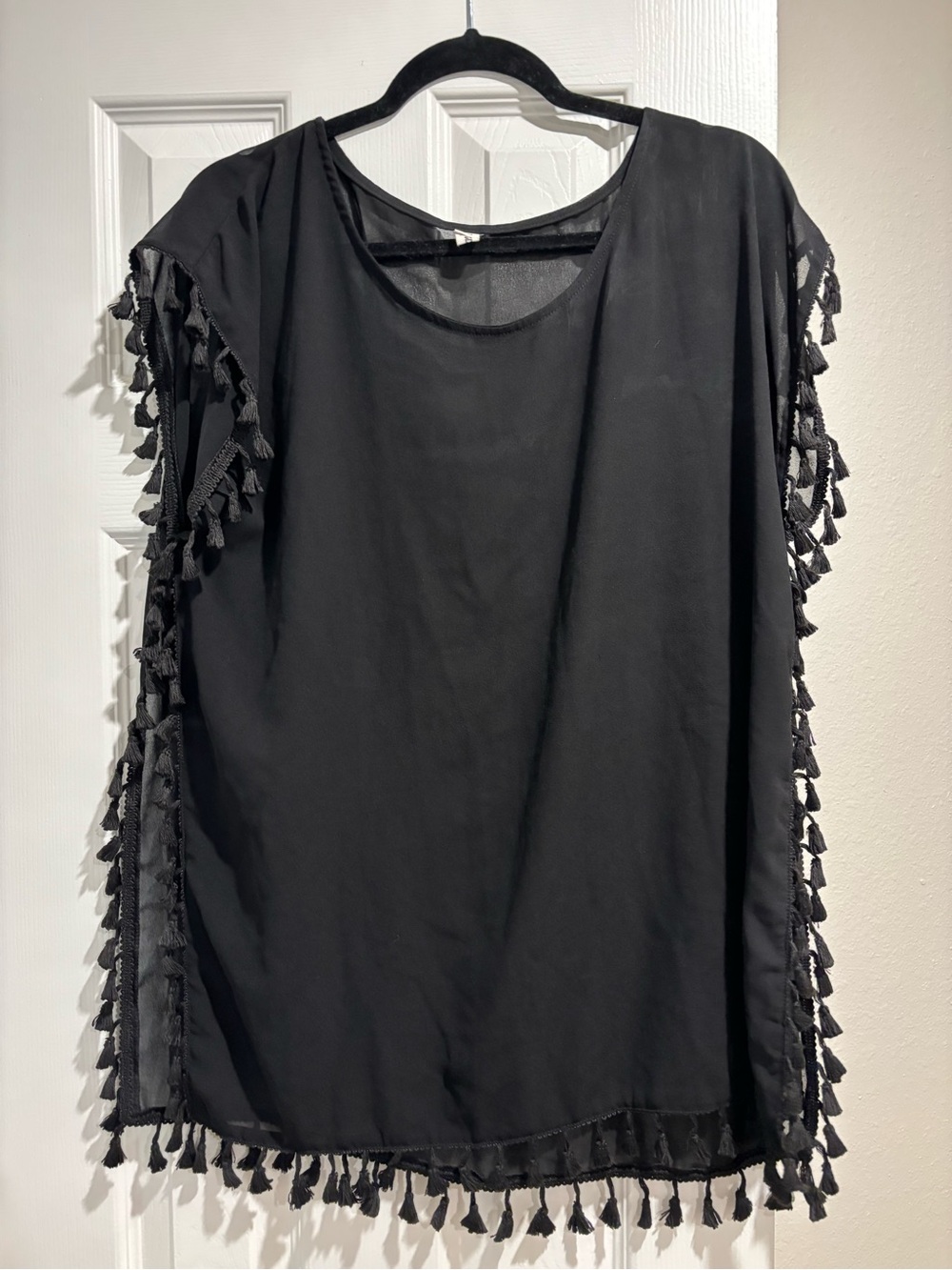 Women's Black Tassel Swimsuit coverup